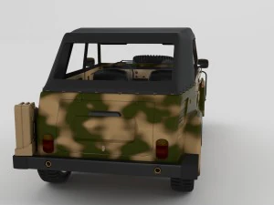 vw type 181 army with interior top up 3D Model