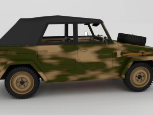 vw type 181 army with interior top up 3D Model