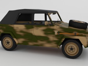 vw type 181 army with interior top up 3D 모델