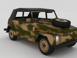 vw type 181 army with interior top up 3D 모델