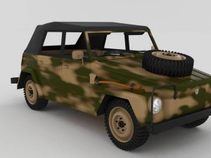 vw type 181 army with interior top up 3D Model