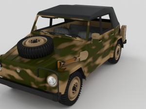 vw type 181 army with interior top up 3D 모델