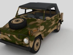vw type 181 army with interior top up 3D Model