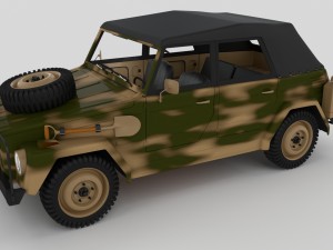 vw type 181 army with interior top up 3D 모델