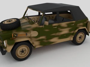 vw type 181 army with interior top up 3D Model