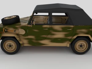 vw type 181 army with interior top up 3D Model