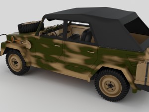 vw type 181 army with interior top up 3D 모델