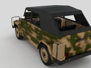 vw type 181 army with interior top up 3D Model