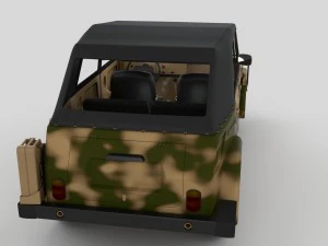 vw type 181 army with interior top up 3D Model