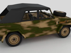 vw type 181 army with interior top up 3D Model
