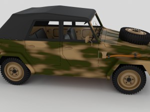 vw type 181 army with interior top up 3D 모델