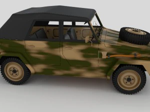 vw type 181 army with interior top up 3D Model