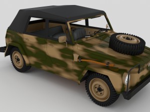 vw type 181 army with interior top up 3D 모델
