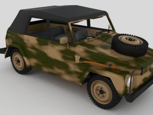 vw type 181 army with interior top up 3D Model