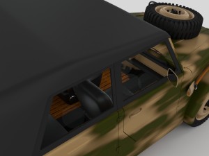 vw type 181 army with interior top up 3D 모델