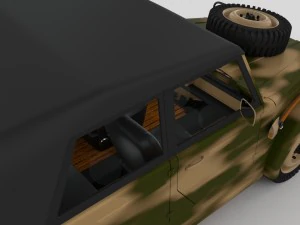 vw type 181 army with interior top up 3D Model