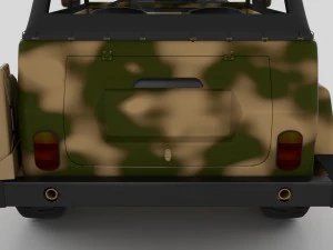 vw type 181 army with interior top up 3D Model