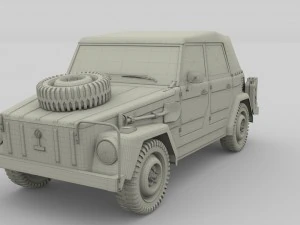 vw type 181 army with interior top up 3D Model