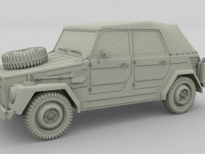 vw type 181 army with interior top up 3D Model