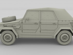 vw type 181 army with interior top up 3D 모델