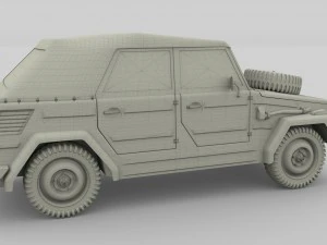 vw type 181 army with interior top up 3D Model