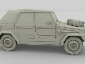 vw type 181 army with interior top up 3D Model