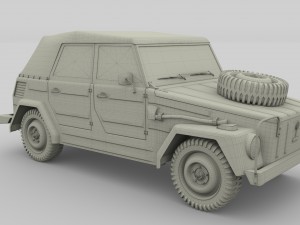 vw type 181 army with interior top up 3D 모델