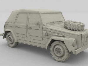vw type 181 army with interior top up 3D Model