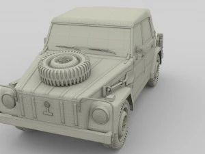 vw type 181 army with interior top up 3D Model