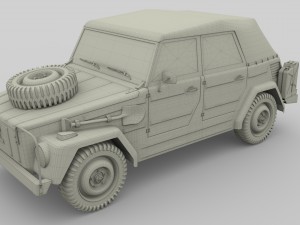 vw type 181 army with interior top up 3D 모델