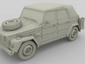 vw type 181 army with interior top up 3D Model