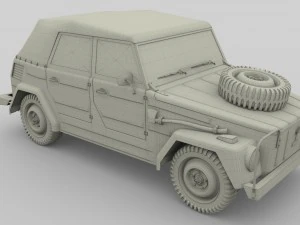 vw type 181 army with interior top up 3D Model