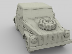 vw type 181 army with interior top up 3D 모델
