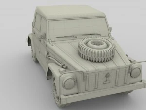 vw type 181 army with interior top up 3D Model