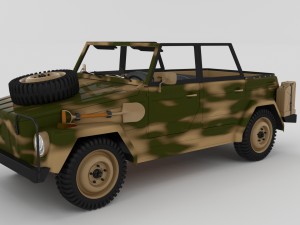 vw type 181 with interior army Modelo 3D