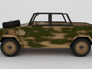 vw type 181 with interior army Modelo 3D