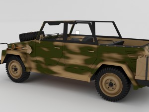 vw type 181 with interior army Modelo 3D