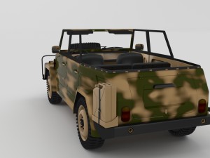 vw type 181 with interior army Modelo 3D