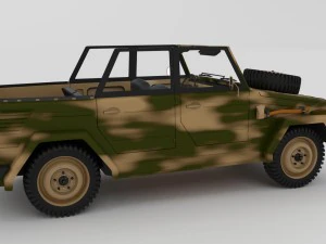 vw type 181 with interior army 3D Model