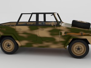 vw type 181 with interior army Modelo 3D