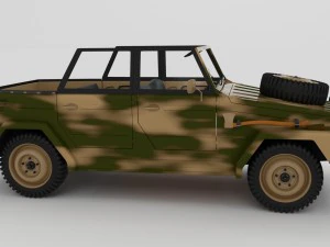 vw type 181 with interior army 3D Model