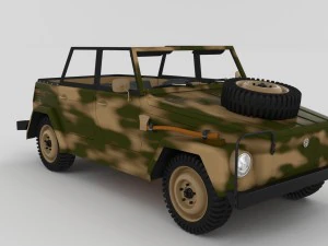 vw type 181 with interior army 3D Model