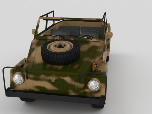 vw type 181 with interior army Modelo 3D
