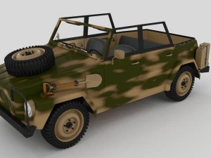 vw type 181 with interior army 3D Model