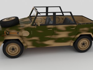 vw type 181 with interior army Modelo 3D