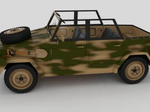 vw type 181 with interior army 3D Model