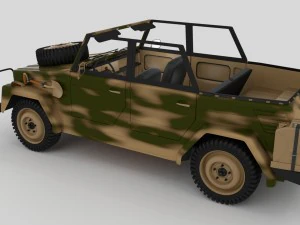 vw type 181 with interior army 3D Model