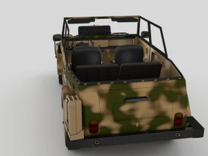 vw type 181 with interior army 3D Model