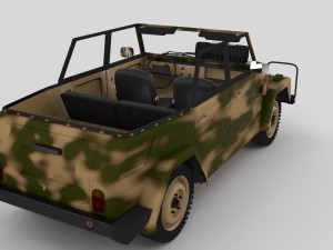 vw type 181 with interior army Modelo 3D