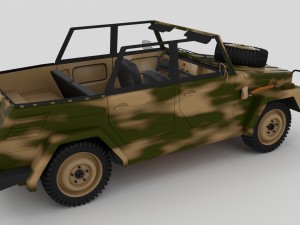 vw type 181 with interior army Modelo 3D